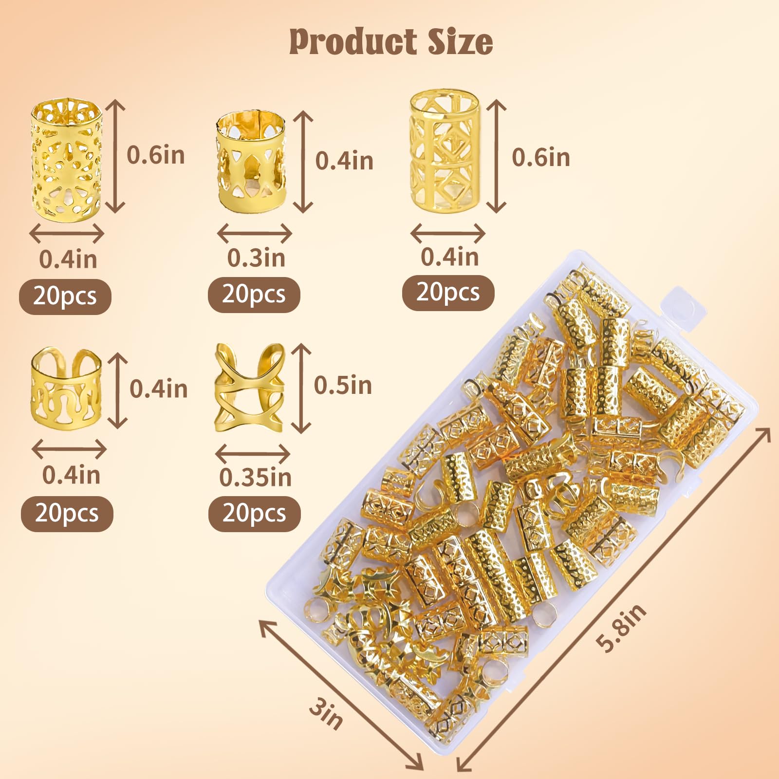 Amazon.co.jp: TLAZZ 100ピース ゴールドヘアアクセサリー 三つ編み用