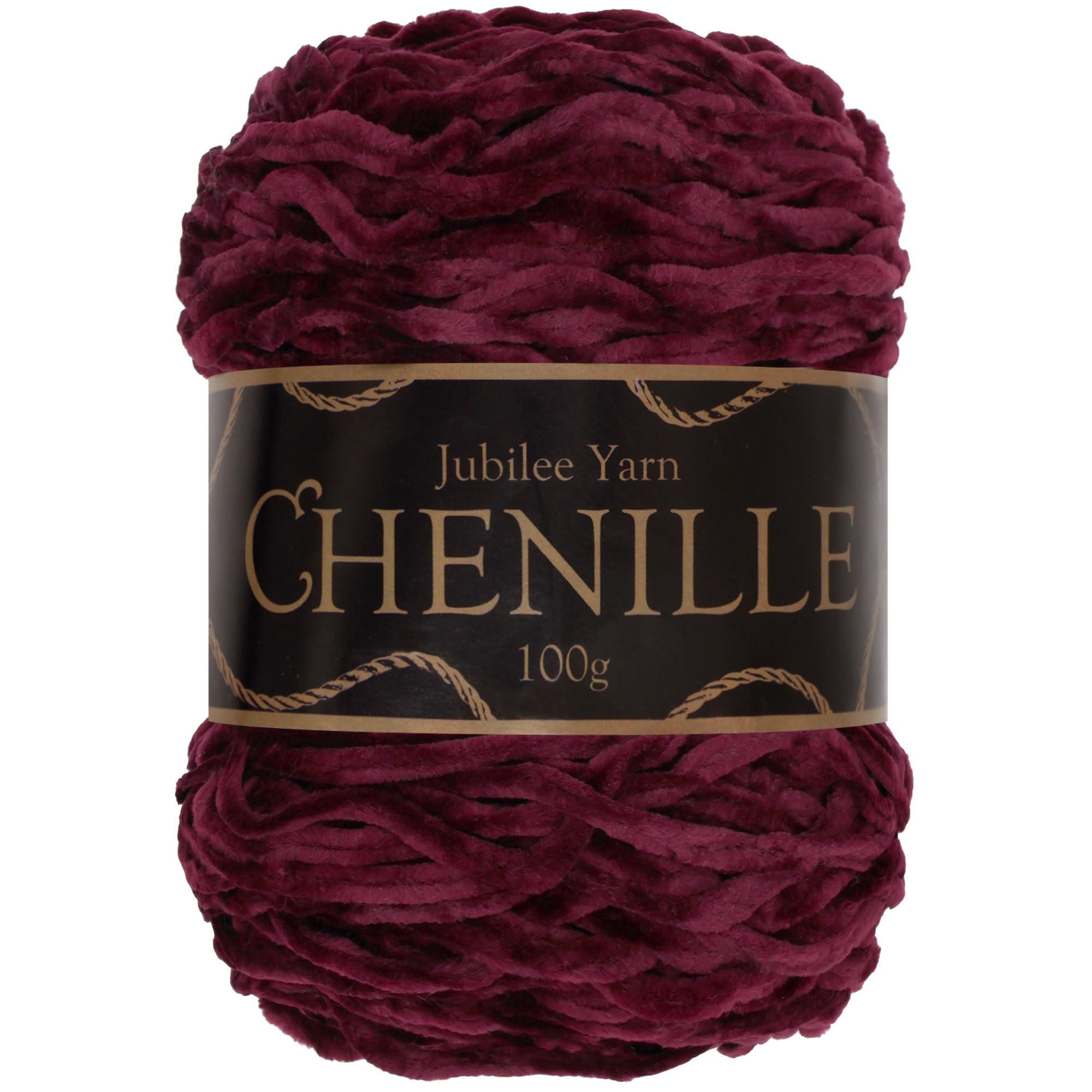 JubileeYarn Chenille Yarn - Worsted Weight - 100g/cake - Scarlet - Dark Mulberry Maroon Purple Velvet - Crochet and Knitting Yarn - 1 Cake