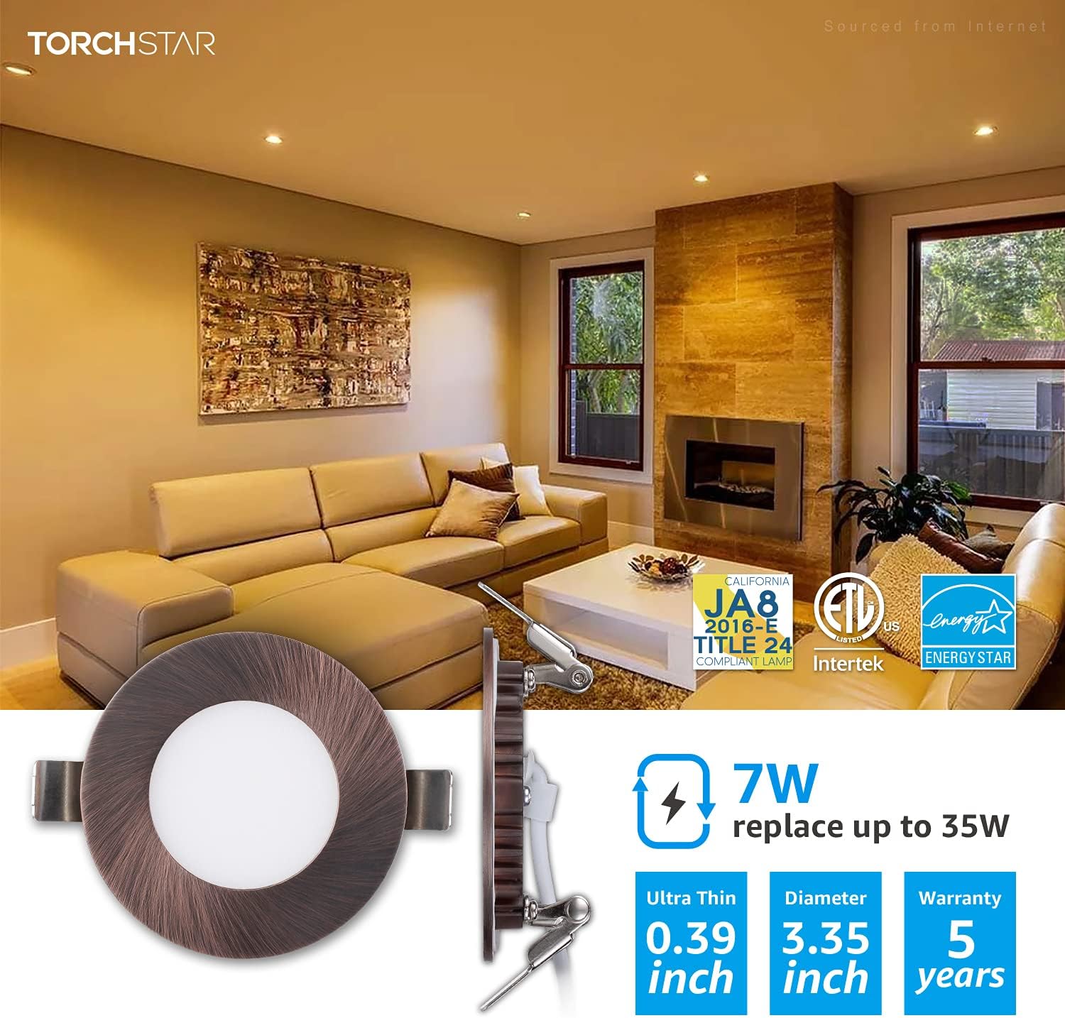 Prоduсt Dеаl TORCHSTAR 3 Inch LED Recessed Lighting with J-Box E-Lite Series, Slim Panel Downlight Dimmable, 7W CRI90+, Oil Rubbed Bronze, 2700K Soft White, ETL & Energy Star Listed, Pack of 6 Blасk Frіdау 🔥 TORCHSTAR 3 Inch LED Recessed Lighting with J-Box E-Lite Series, Slim Panel Downlight Dimmable, 7W CRI90+, Oil Rubbed Bronze, 2700K Soft White, ETL & Energy Star Listed, Pack of 6