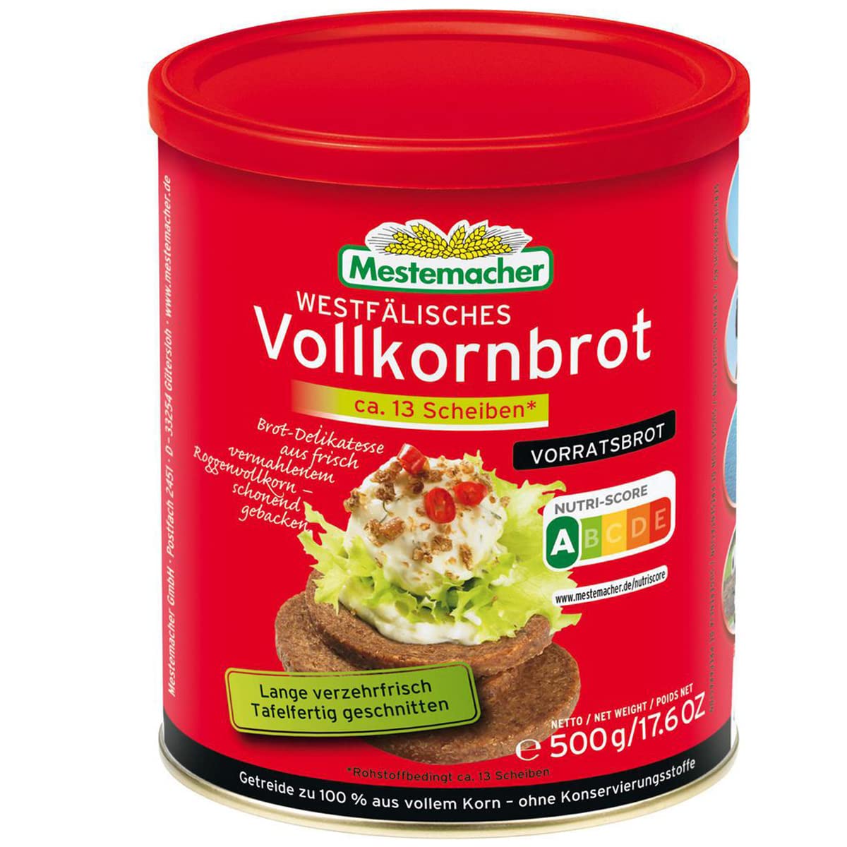 Mestemacher Westfälisches Vollkornbrot Vorratsbrot in der Dose 500g