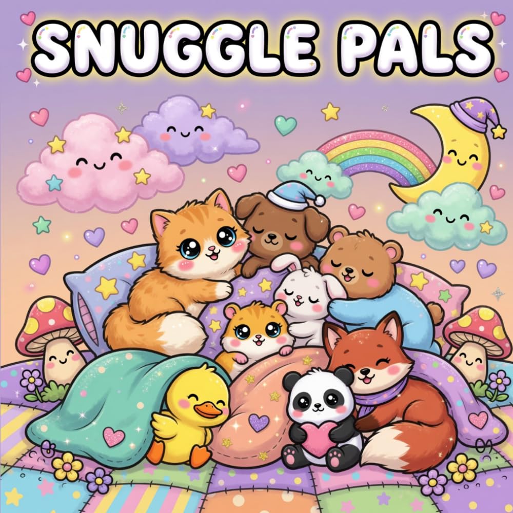 Snuggle Pals: Cute Kawaii Coloring Book for Kids: Adorable Animals, Cozy Scenes & Magical Moments – Big Bold Lines, Easy to Color