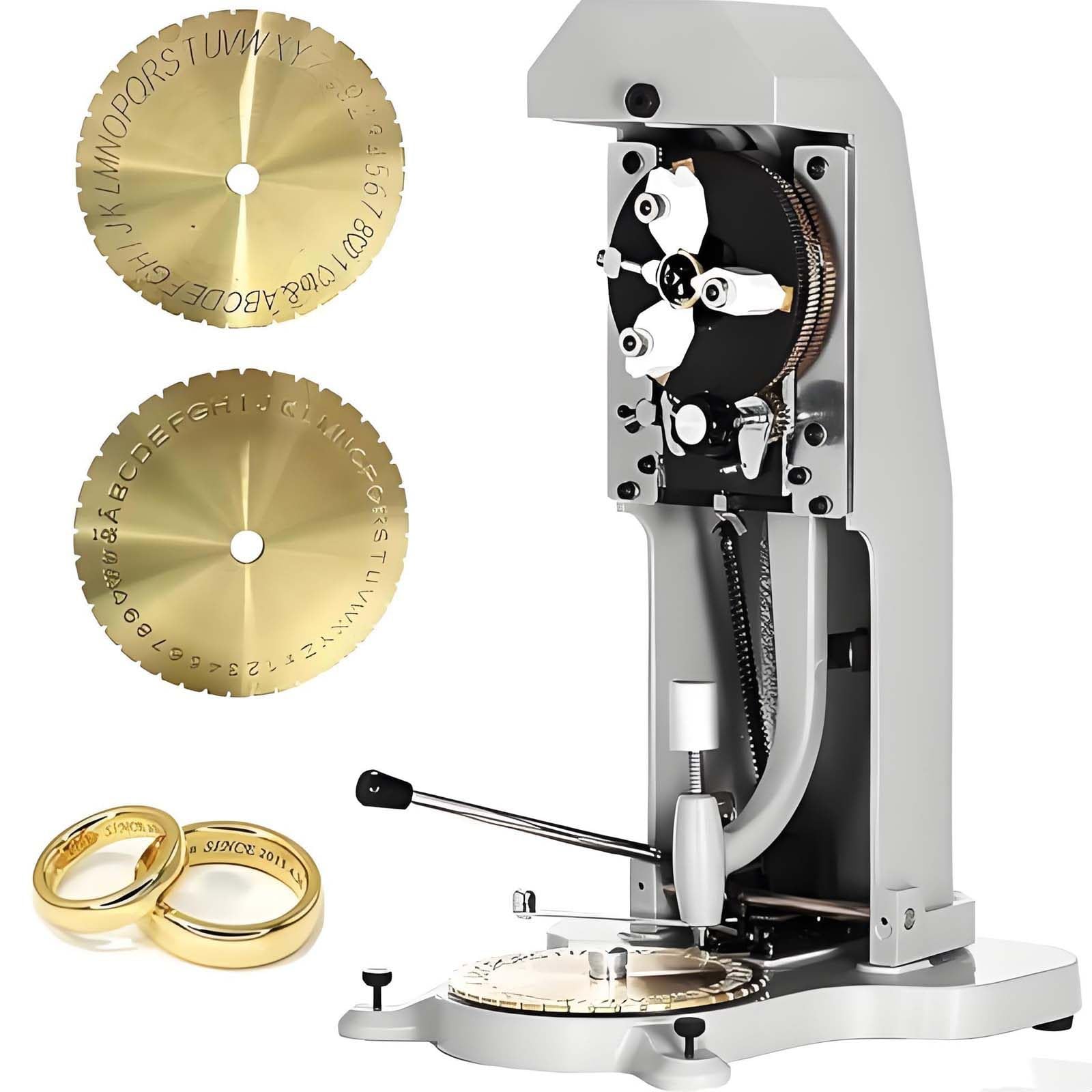 GUTYGIO Double Sided Dial Inside Ring Engraver Machine, Inside Ring Engraver Machine, 1.5mm/2.0mm Letter Block Stamper, for DIY Jewelry Making,Engraves Gold,Silver,Platinum Rings