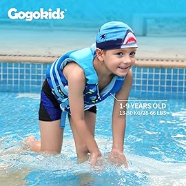 Gogokids Toddler Swim Vest, Premium Kids Swimming Jacket for 30-40-50-60-70 Lbs Girls and Boys, Floaties Vest Swimming Aid with Dual Adjustable Safety Strap for 2-9 Years in Pool/Puddle/Beach