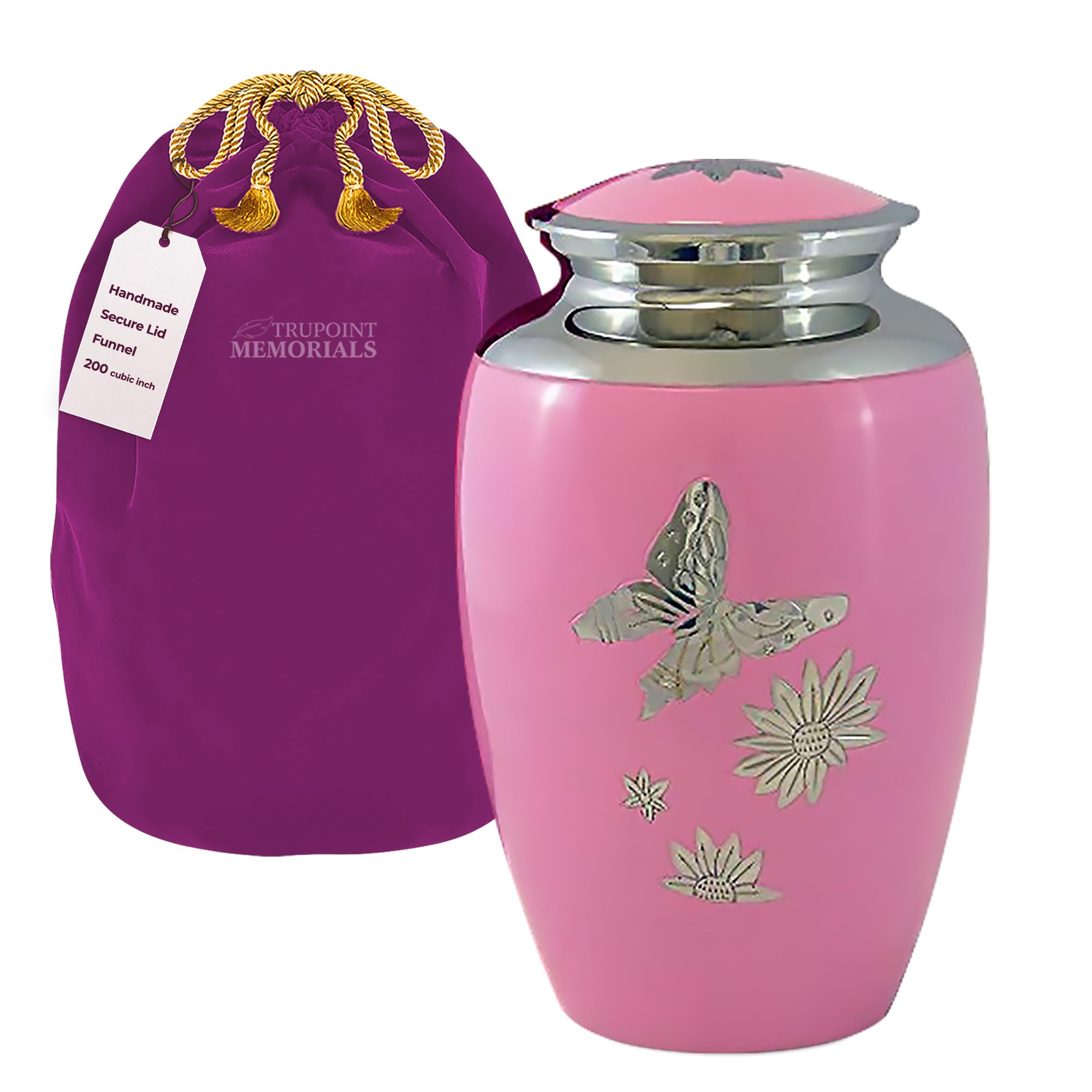 Urnas para Cenizas humanas, diseño de Mariposas, Color Rosa, Adult Urn, Rosado, 1