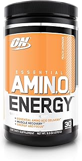 OPTIMUM NUTRITION ESSENTIAL AMINO ENERGY, Peach Lemonade, Preworkout and Essential Amino Acids with Green Tea and Green Co...