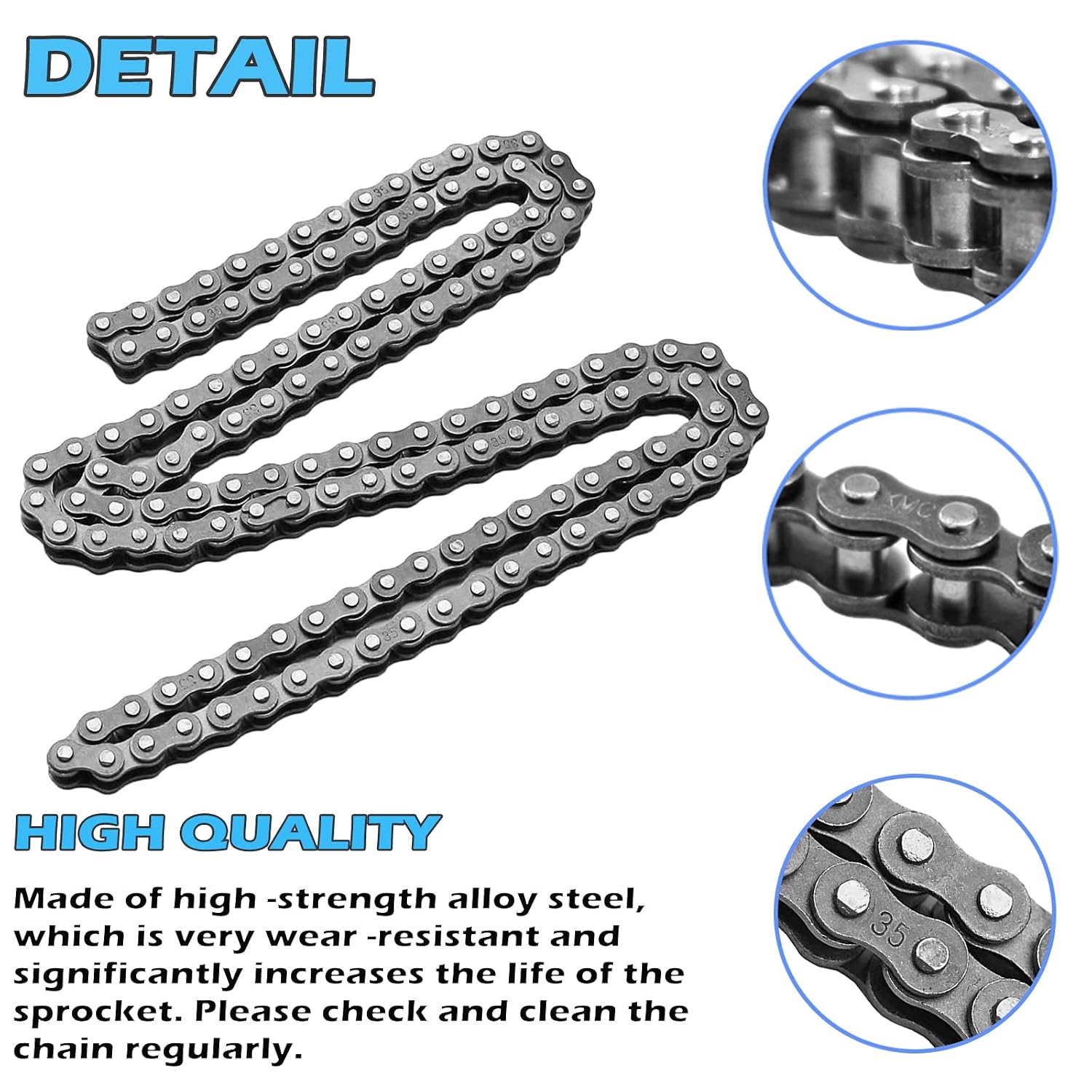 #35 140 Links Drive Chain 35 Roller Chain for 79cc 97cc 100cc Motovox Mini Bike MBX10 MBX11 2.8HP Doodlebug DB30 Baja Racer Mini Bike Parts