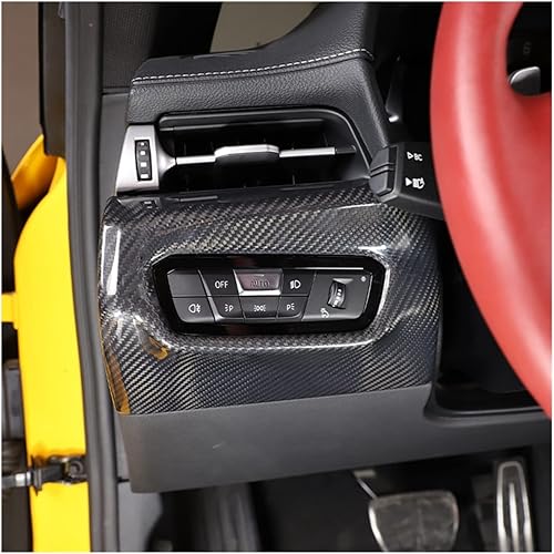 Miniatura 3 de Adhesivo decorativo para interruptor de faros de automóvil, fibra de carbono, compatible con Toyota Supra 2019-2022, accesorios interiores