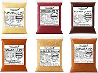 Kit Gengibre-Guaraná-Catuaba-Maca Peruana-Beterraba-Farinha de Uva (100grs de Cada)