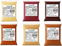 Kit Gengibre-Guaraná-Catuaba-Maca Peruana-Beterraba-Farinha de Uva (100grs de Cada)