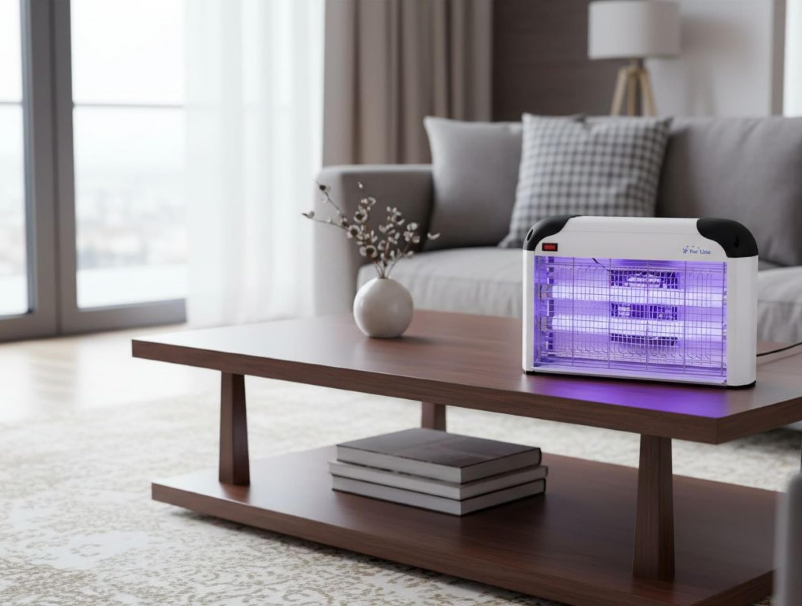 PURLINE Uccide insetti murale con luce ultravioletta da collocare a parete o soffitto, lampada UV 2 x 6 W, ideale per 50 m2 Consumo 20 W ZZAP Turbo 3