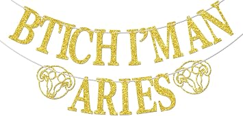 Im An Aries Banner, Big Aries Energy Decorations, 12 Zodiac Constellations Decorations, Zodiac March April Birthday Party Decorations, Astronomy Themed Birthday Decor Gold Glitter