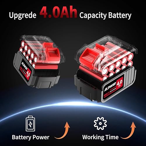 Miniatura 4 de NAWIN Soplador de hojas inalámbrico con batería y cargador, soplador ligero de mano de 20 V para césped, soplador eléctrico de hojas de 400 CFM,