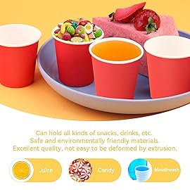 Prgery 50 Pack 3oz Red Paper Cups,Mouthwash Cups, Disposable Bathroom Cups,Small Paper Cups 3oz Ideal for Bathroom,Supermarket,Birthday Party,Picnic and BBQ