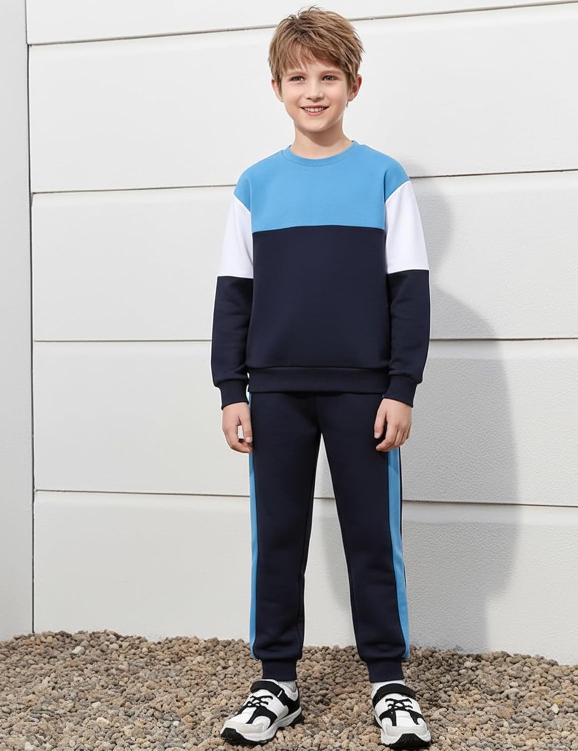 Toddler Boy Clothes Long Sleeve Color Block Sweatshirts Tops Pants Sets Kids Boys Fall Winter 2 Pieces Outfits 2-12 Years - Image 2