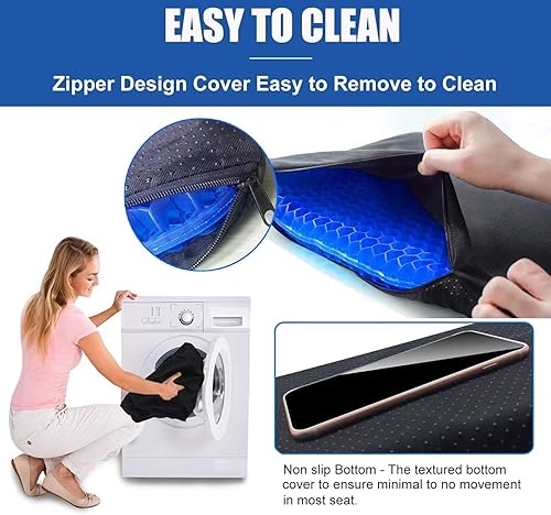 Miniatura 7 de Cojín de gel para aliviar la presión sentado durante mucho tiempo (súper grande y grueso), cojín de gel antideslizante para espalda, ciática, alivio