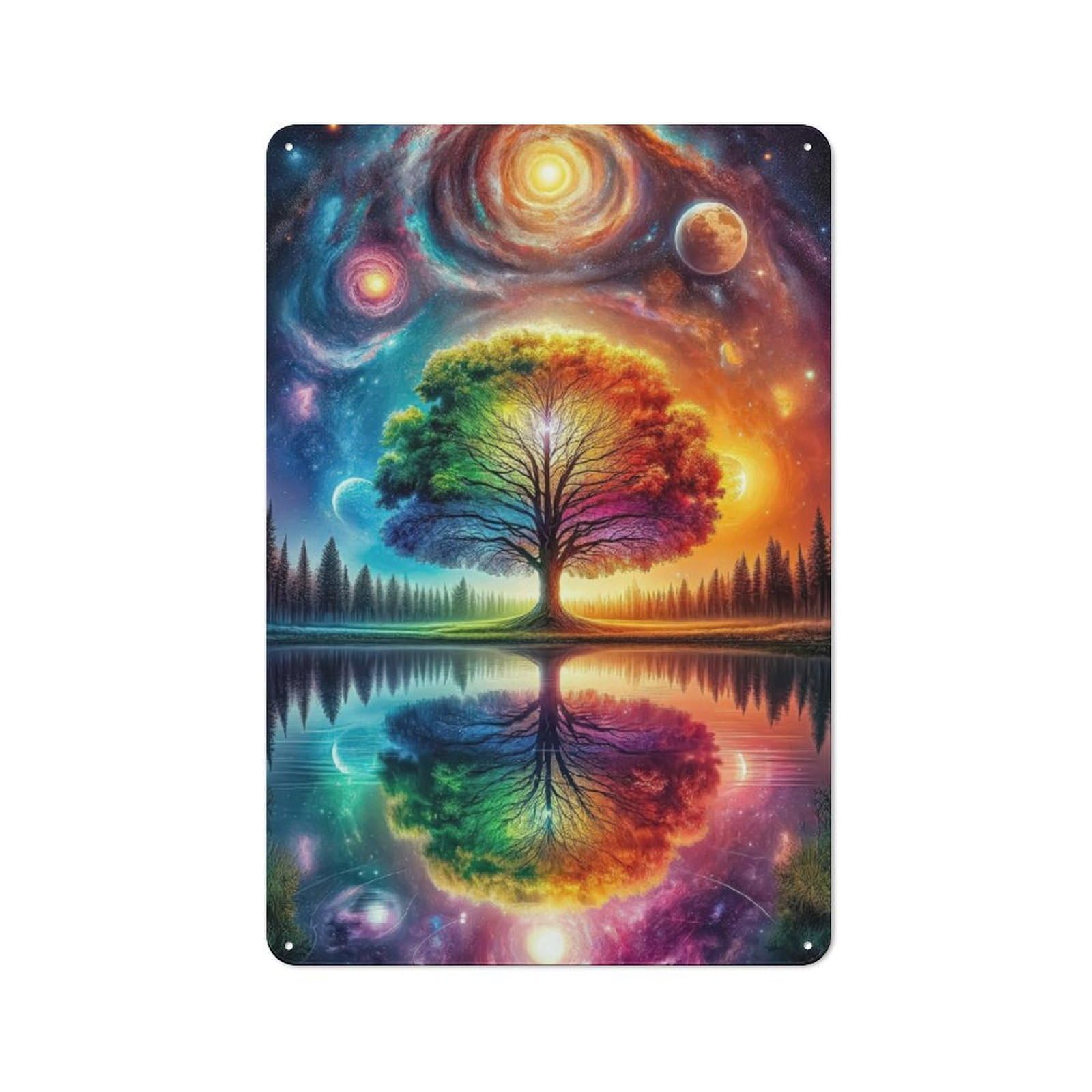 Junmoney Tree Of The Spirit Decorative Metal Plaque With Design 30X20cm, Modern Retro Studio Wall Art For Workspace, Cafe, Hallway Or Garage