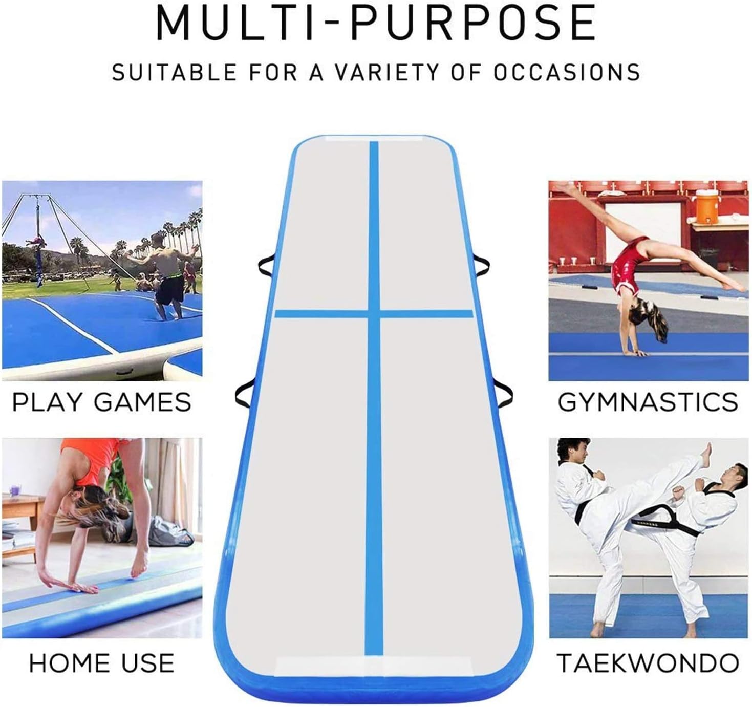 FBSPORT 8 inches/6 inches/4 inches Thickness Air Inflatable Track Mat,26ft/23ft/20ft/17ft/13ft/10ft Track Air Inflatable Mat For Gymnastics Training/Home Use/Cheerleading/Yoga/Water with Electric Pump : Sports & Outdoors