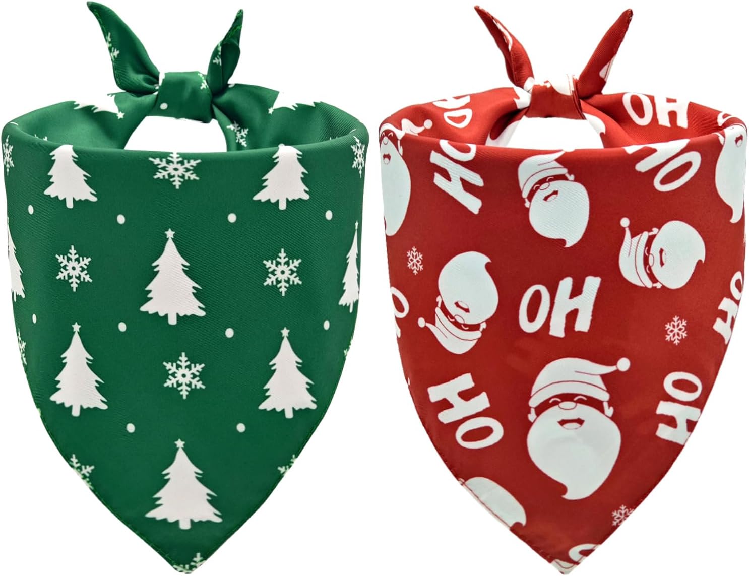 2PCS Christmas Dog Bandanas,Santa Claus and Tree Design,Reversible Holiday Pet Outfit for Boys and Girls,Christmas Dog Gifts for Medium to Large Dogs