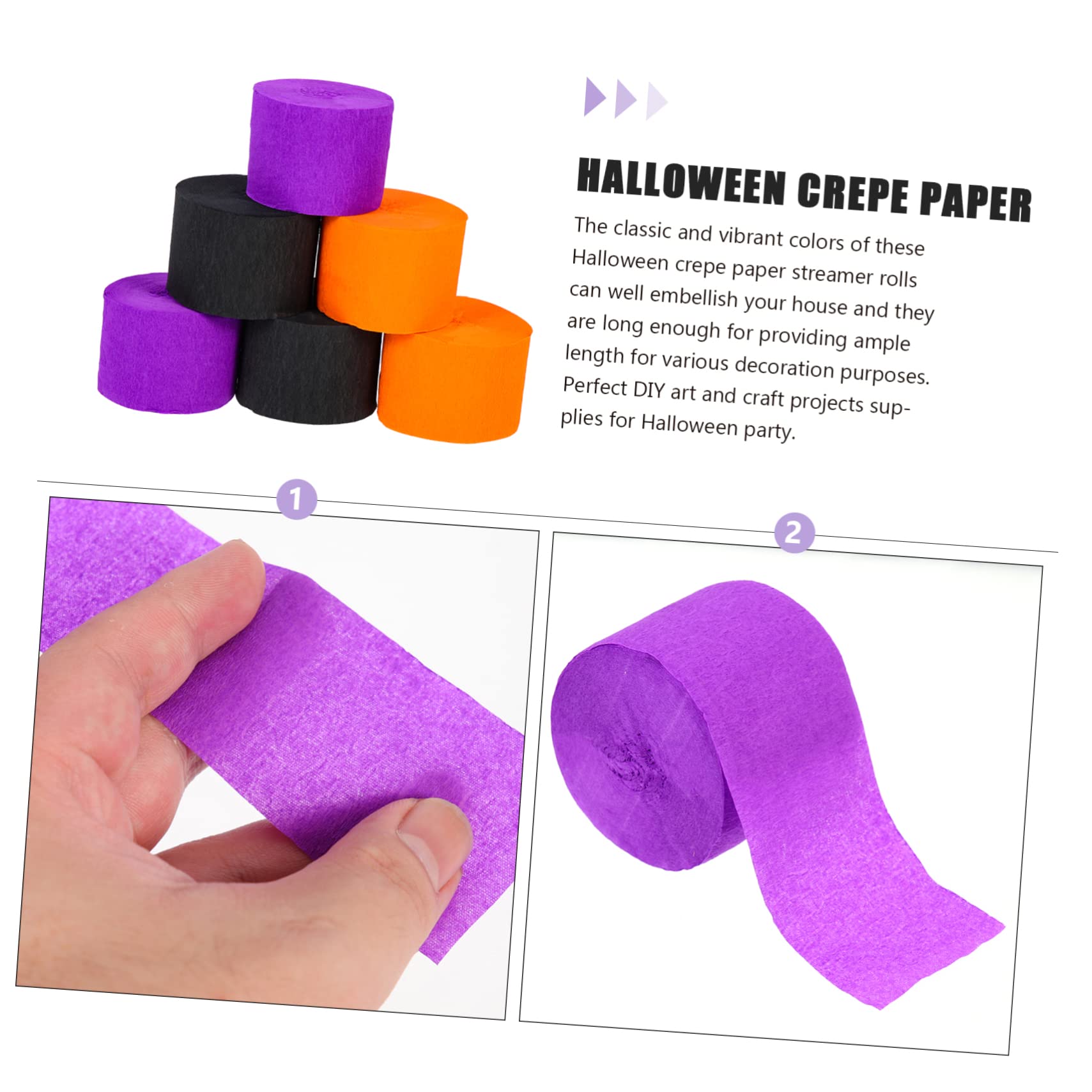 SEWACC 5sets Halloween Banner Set Crepe Luftschlangen Orange Schwarz Papier Dekorationen Party Luftschlangen Banner 6 Rollen * 5
