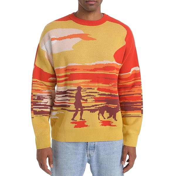 SINAR Men's Casual 100% Cotton Knit Sweater Loose Crew Neck Knitwear Winter Fashion Pullover Knitted Sweater