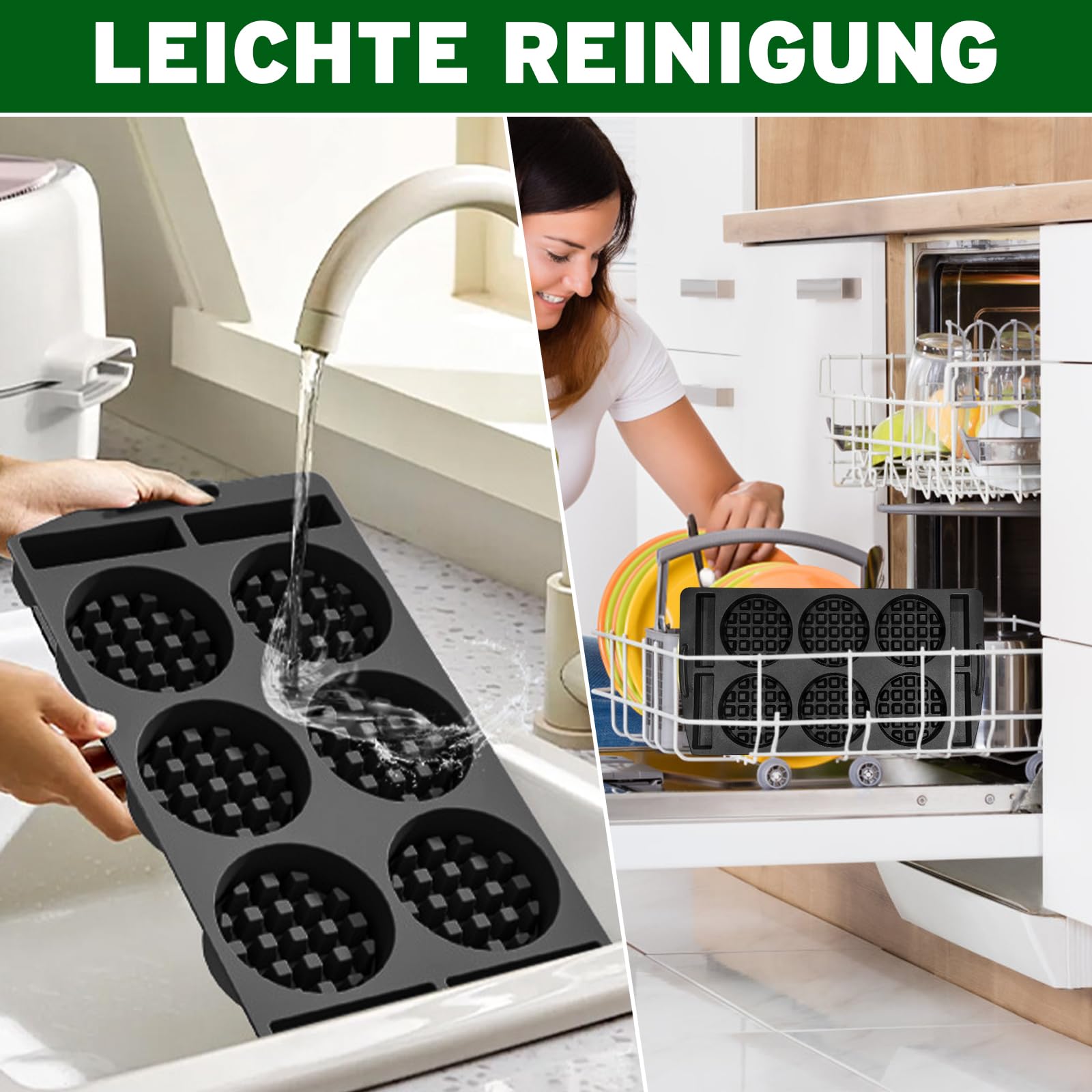 Waffelplatten Für Tefal OptiGrill XL – Silikon-Einsatz Für 6 Runde Waffeln + Pinsel