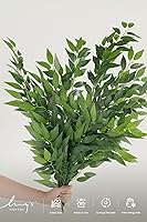 Vista 2 de Ling's moment Italian Ruccus Greenery Stems Artificial Plants, 4Pcs 12" Tall Fake Branches Greenery, Realistic Texture Hanging Plant for Home Decor