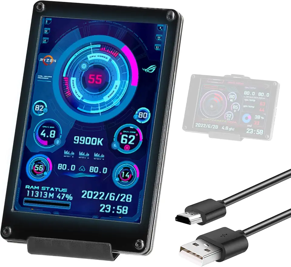 3 5 Polegadas Tela LCD IPS para Sub-Tela de Monitoramento CPU e GPU Suporta Raspberry Pi Wins Linux Alimentado via USB com Múltiplos Temas Fácil do Computador