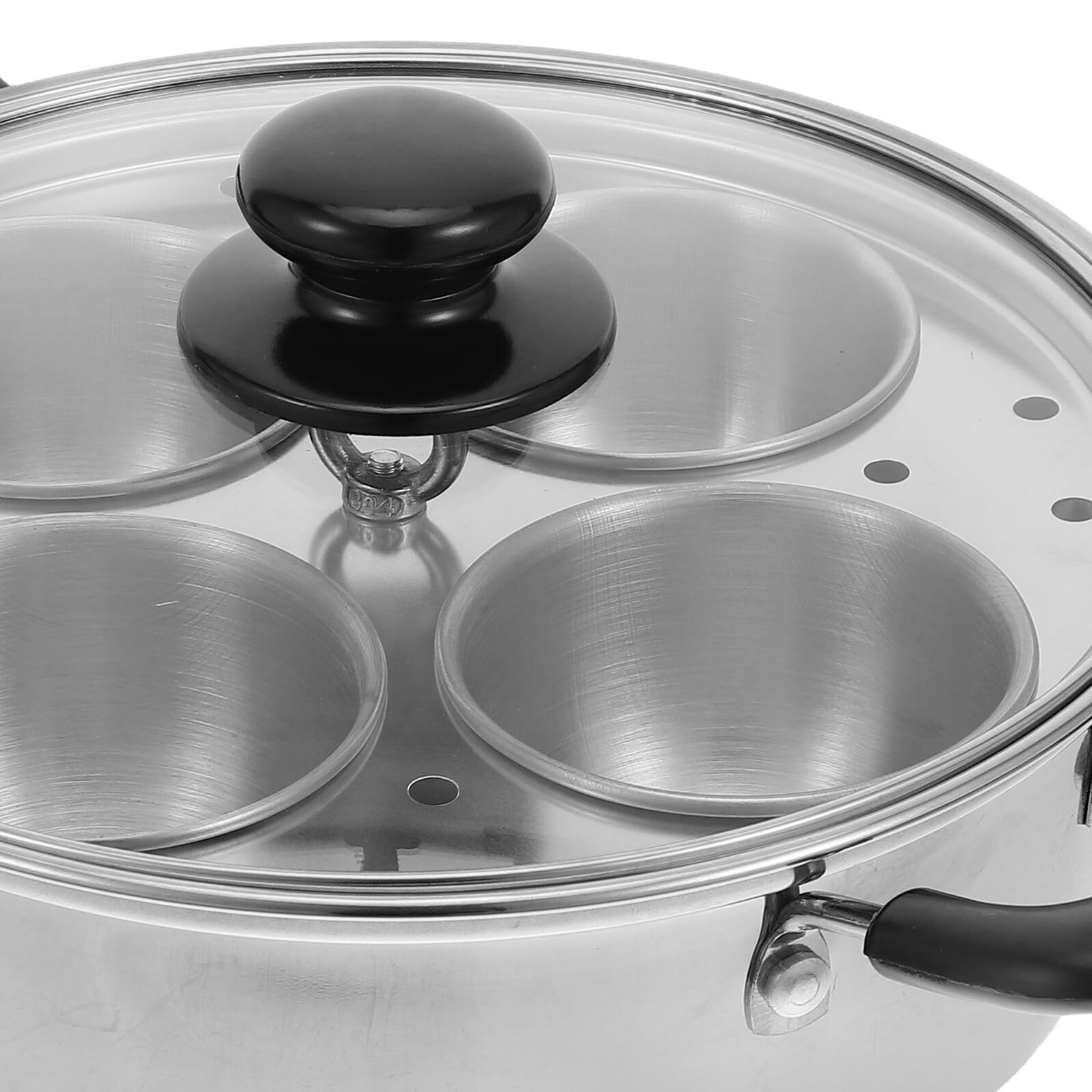 Homoyoyo Vaporera de Acero Inoxidable para Huevos 4 Unidades con Cesta Desmontable y Tapa Apta para Cocinas de Gas Cocedor al Vapor Compacto para Desayuno y Brunch
