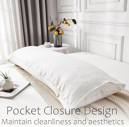 Vista 101 de Juego de 2 fundas de almohada con borlas, color gris crema, 100% microfibra lavada, funda de almohada con borlas hechas a mano beige, paquete de 2