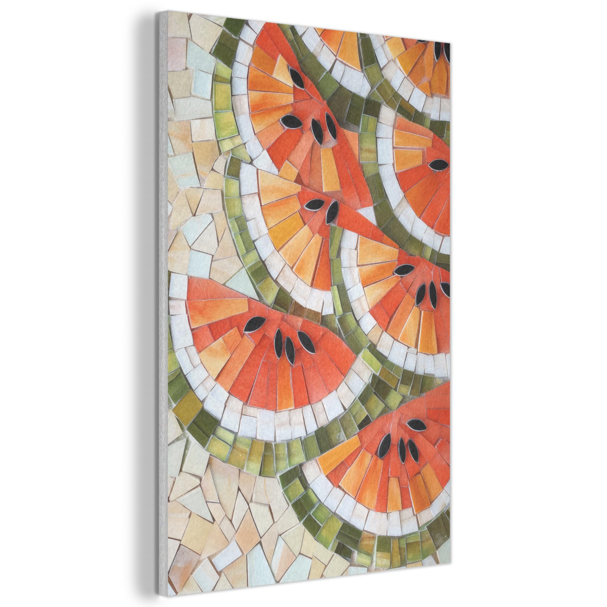MuchoWow© Felt Panel 40x60 cm Framed Design Print Accent Interior Wallart Decoration Wall Art Mosaic - Watermelon - Red - Kernels