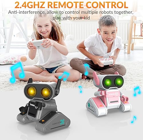 Miniatura 4 de Robot de juguete RC para niños, robot recargable de control remoto para niños y niñas, con demostración automática, movimientos de baile, música,