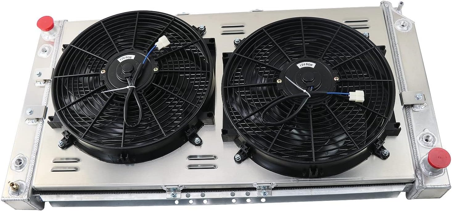 3 Row Core Aluminum Radiator CU1517 for 1994 1995 1996 Chevy Caprice Impala/Buick-Roadmaster/Cadillac Fleetwood 4.3L 5.7L V8 All Aluminum Radiador with Shroud Fan and Relay 94 95 96