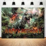 Dinosaur Birthday Backdrop Banner, Funny Safari Jungle Dinosaur Theme World Park Birthday Party Decorations Boys Kids, Photography Background for Party Supplies