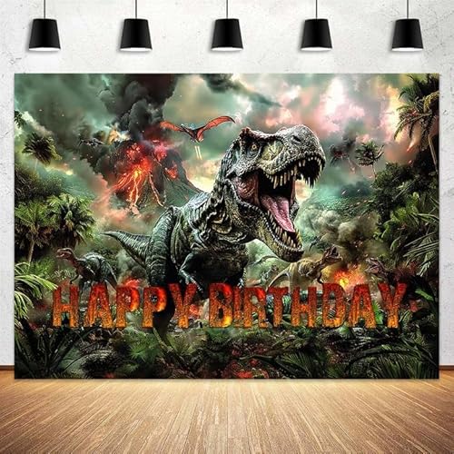 Dinosaur Birthday Backdrop Banner, Funny Safari Jungle Dinosaur Theme World Park Birthday Party Decorations Boys Kids, Photography Background for Party Supplies