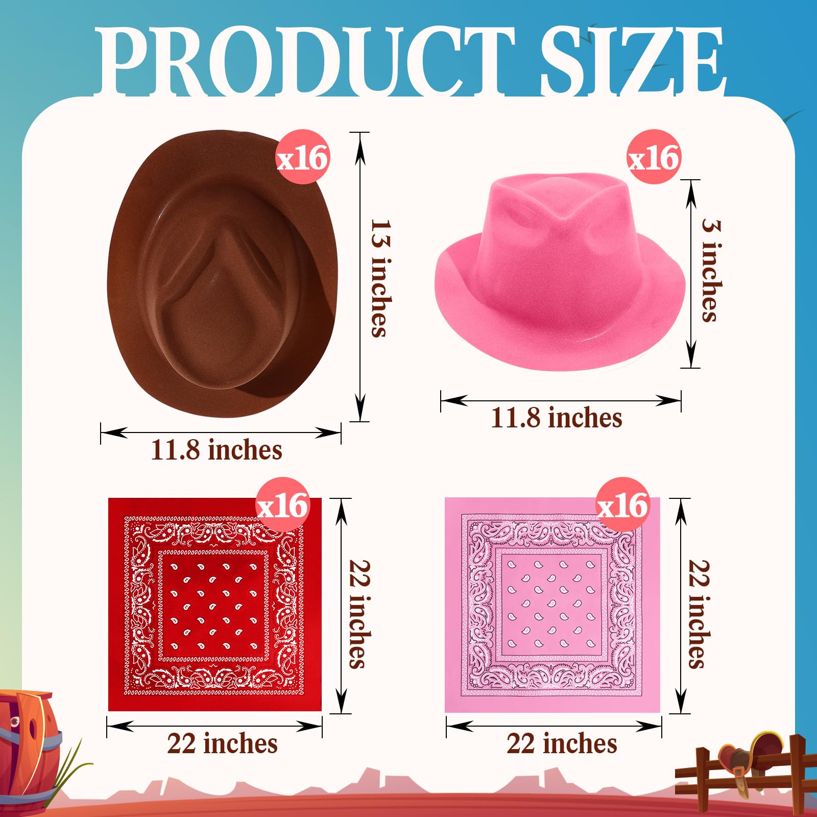Amazon.com: Hillban 72 Pcs Western Cowboy Hat and Paisley Bandana