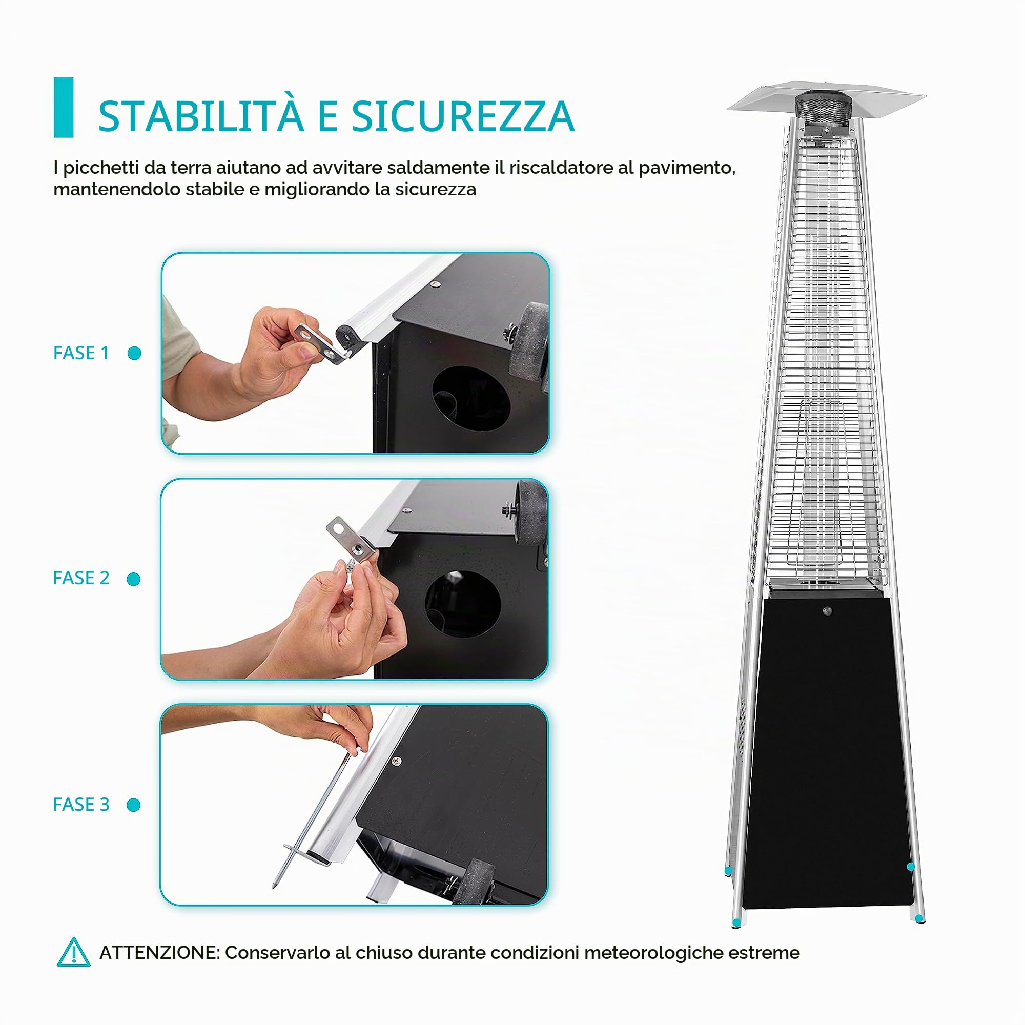 Nuu Garden 48.000 BTU - Stufa a propano per esterni, con tubo di vetro, colore: nero