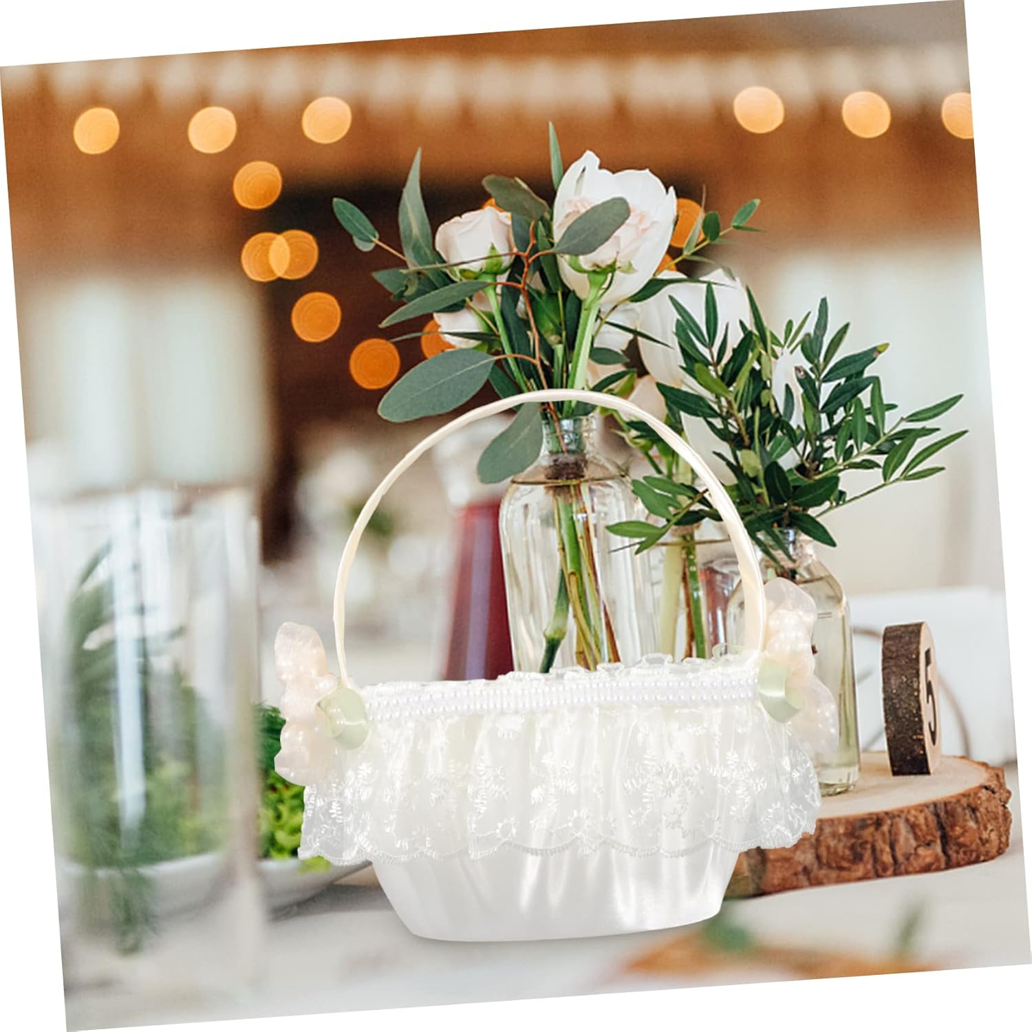 Flower Girl Basket,Rattan Basket,2pcs Wedding Flower Basket Boy Basket Flower Basket Pot Wedding Party Basket