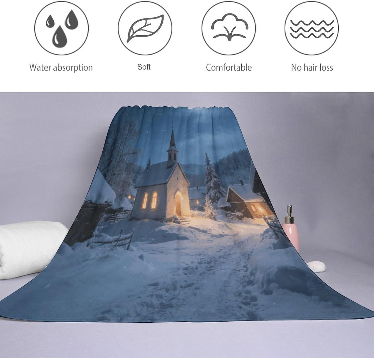 Silent Night Bath Towel, Highly Absorbent & Quick Drying Beach Towel, Compact & Lightweight Pool Towel for Bathroom, Beach, Pool, Gym, Spa, and Hotel Use