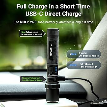 NEXTORCH P8 Rechargeable Flashlight High Lumens, 1600 Lumens LED Police Flashlight with 5 Modes & Strobe & Ceramic Glass Breaker for Daily Use, Night Duty, Dog Walking, Outdoor Adventure
