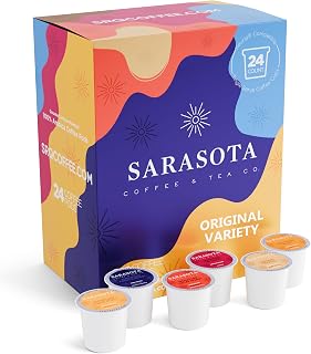 Sarasota K-Cup Coffee Pods | Medium, Dark & Flavored Roast Coffee | K Cup Variety Pack | Single Serve for Keurig Brewers | Gourmet, Low Acid, Mold Free | 24 Count