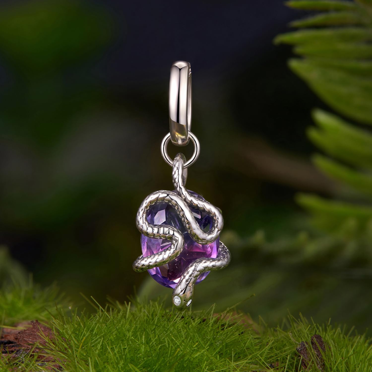 Ciondolo a forma di serpente, in vero argento Sterling 925, compatibile con la maggior parte dei braccialetti