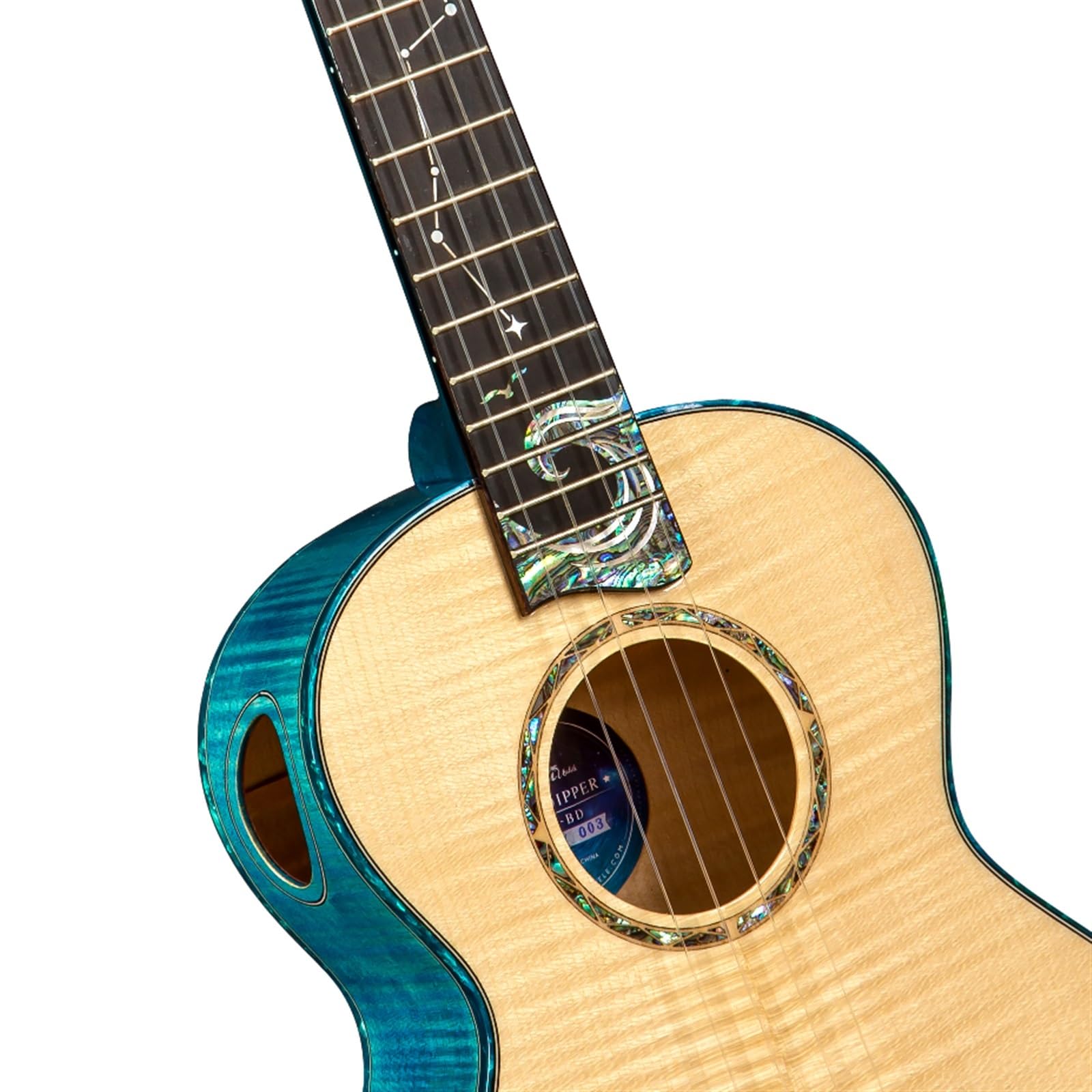 Ukelele Ukelele Profesional Profesional De 26 Pulgadas 5A Arce Tigre Onda Única Azul Avanzado