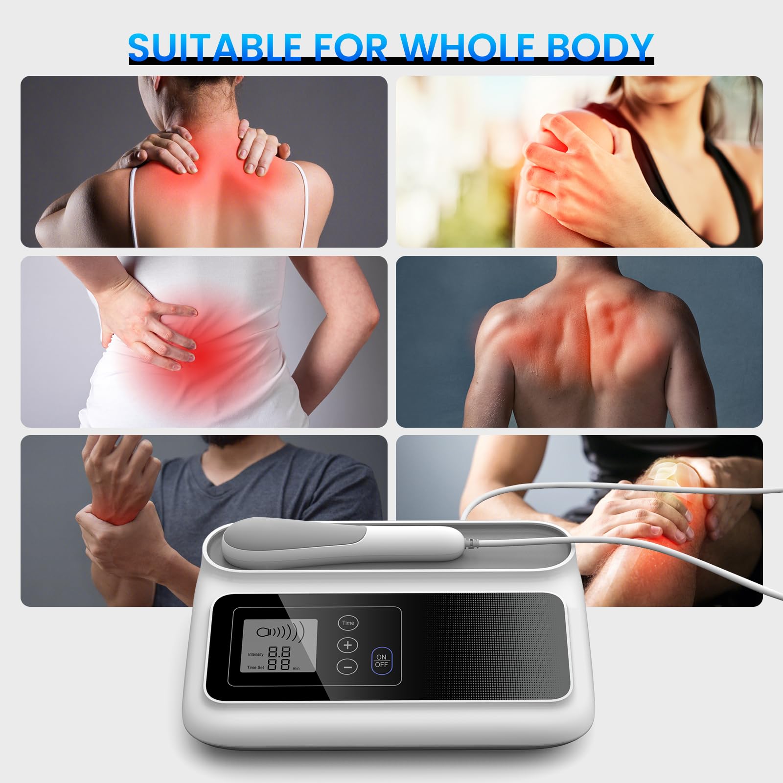 Máquina de Terapia de Ultrasonidos Fisioterapia, 5 Niveles Ajustables Dispositivo de Masaje Para Alivio Muscular y Articular, Dispositivo Masajeador de Ultrasónica Para Uso (Blanco CS01)