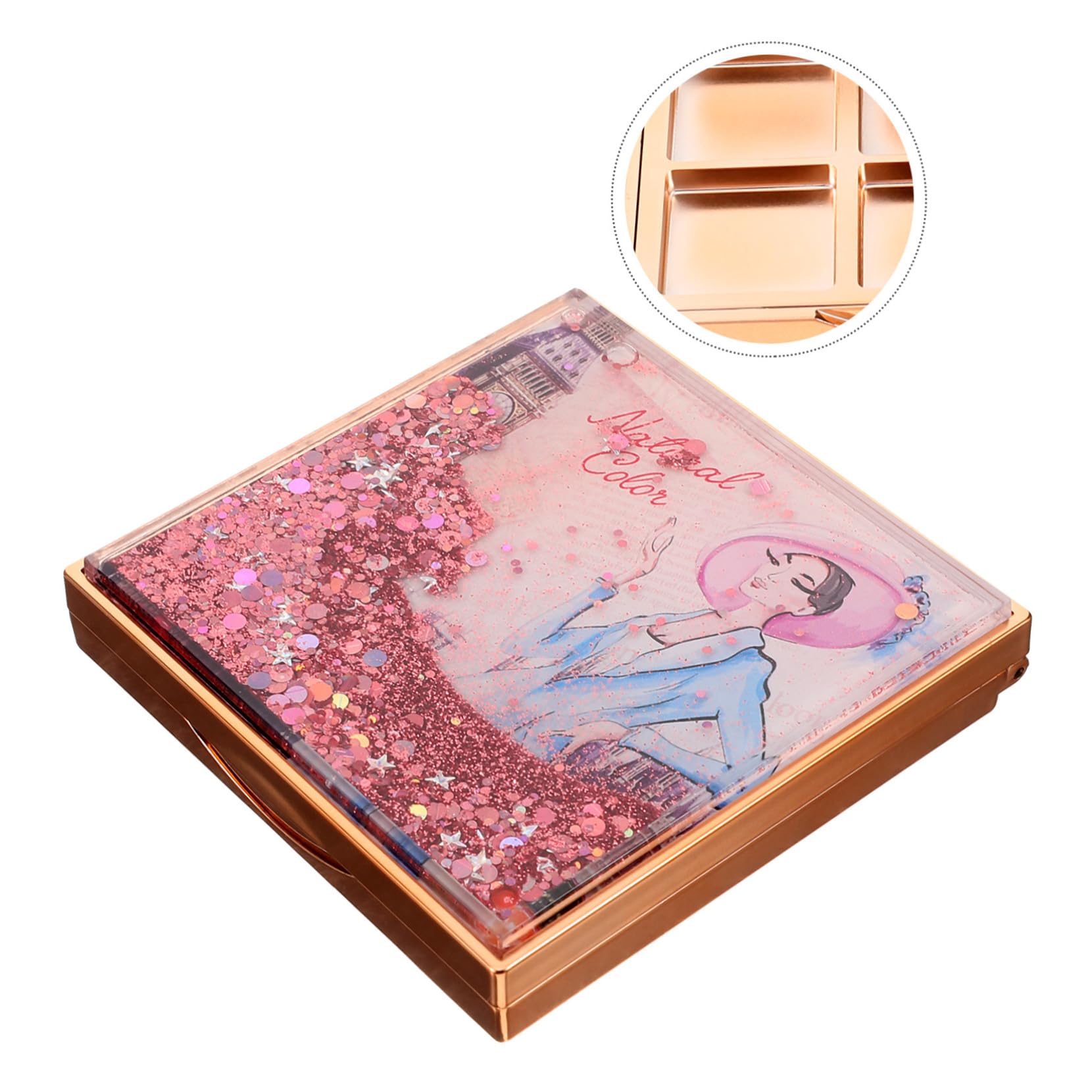 Healvian 5pièces Palette De Maquillage Vide pour Fards à Paupières Boîte De Rangement à Compartiments Design Sequins Et Mouvant Idéale pour Et Organisation des Cosmétiques