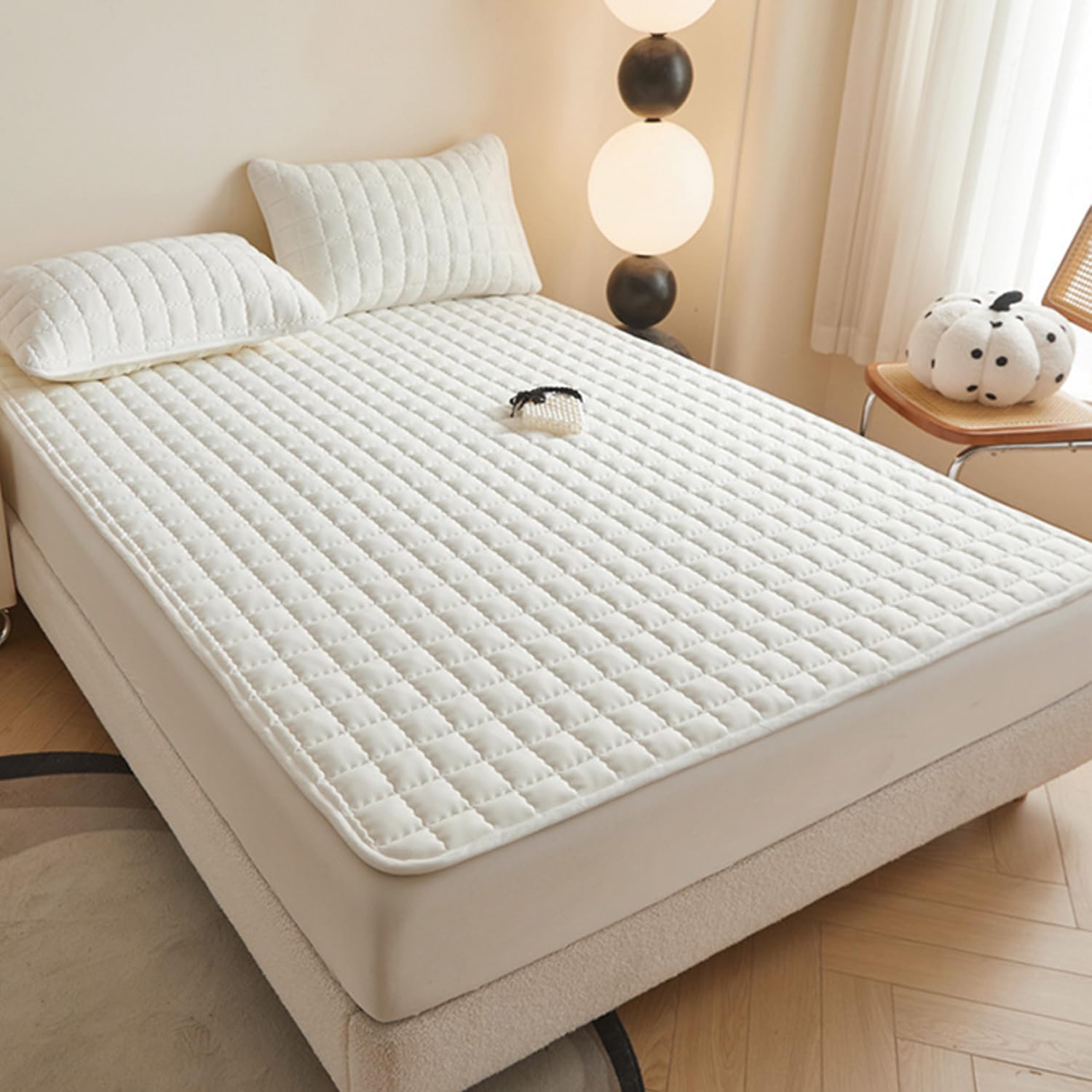 Gray,Pillowcases*2,LDLCYCN Thin Mattress Protector with Elastic Band Japanese Style Futon Cover Foldable Floor Mat Soft Non Slip Mattress Topper Student Camping Sleeping Mat