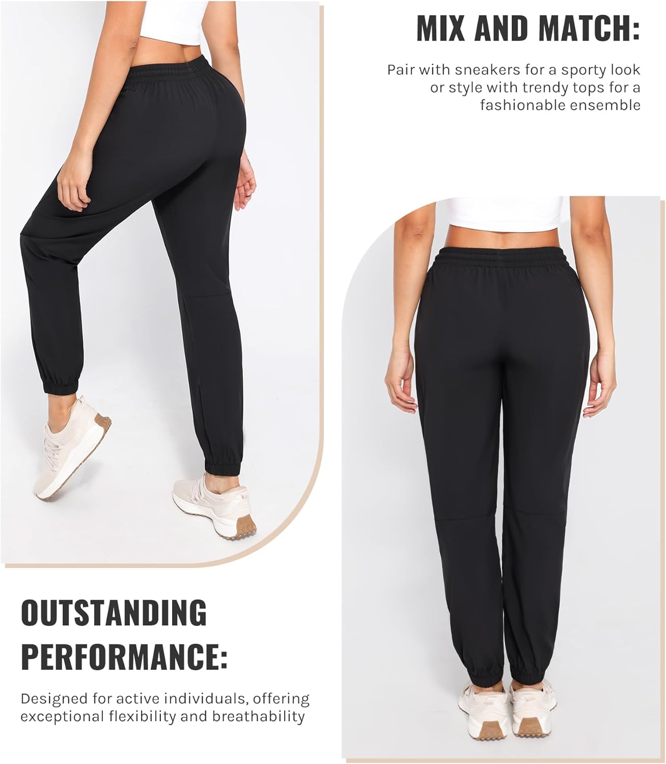 Cosmolle Womens Golf Pants Quick Dry Ultra Light Stretch Pockets Soft Workout Pants for Travel with Inside Drawstrings - Image 6