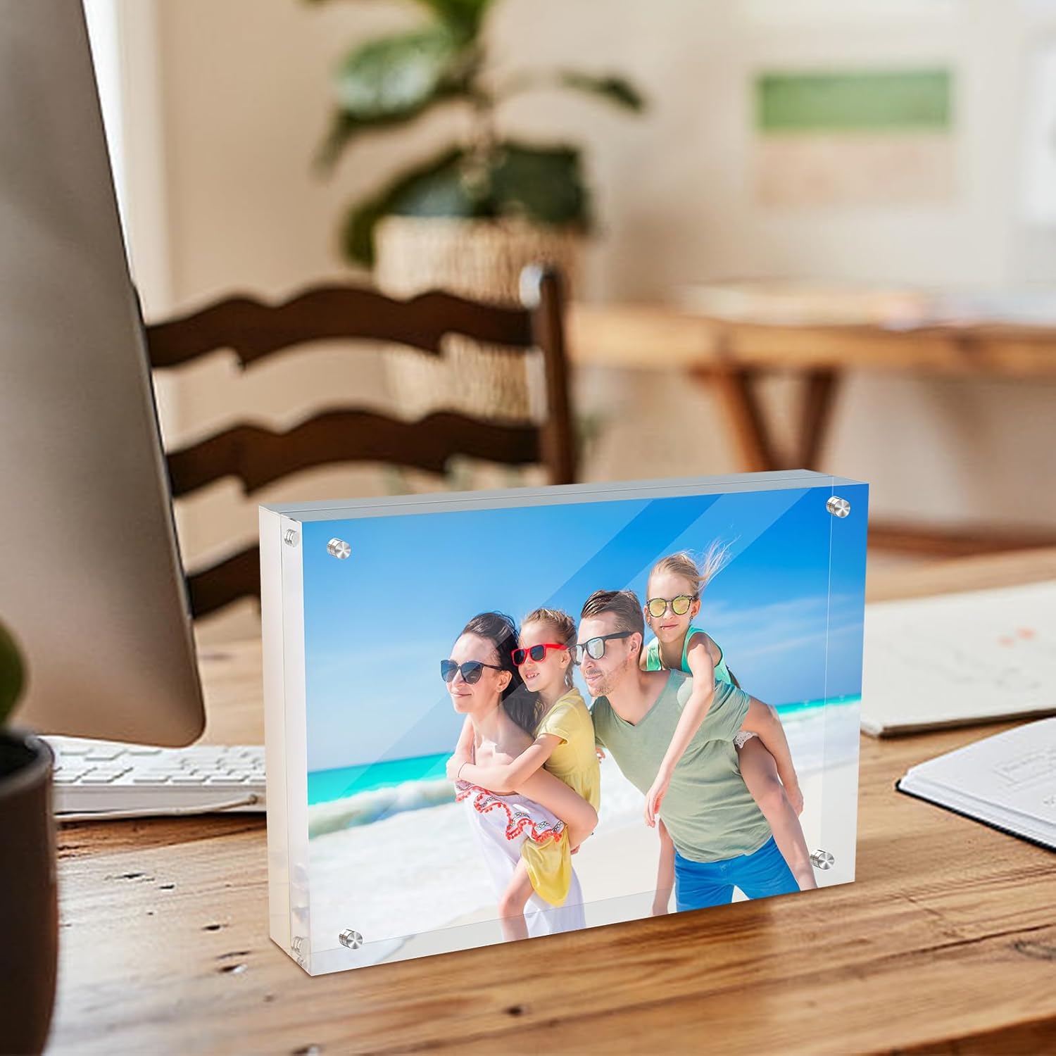 5 Pack 4x6 Acrylic Magnetic Picture Frame, 20 mm Thick Clear Double Sided Freestanding Photo Frame, Transparent Frameless Floating Frames with Magnets Corners - Image 7