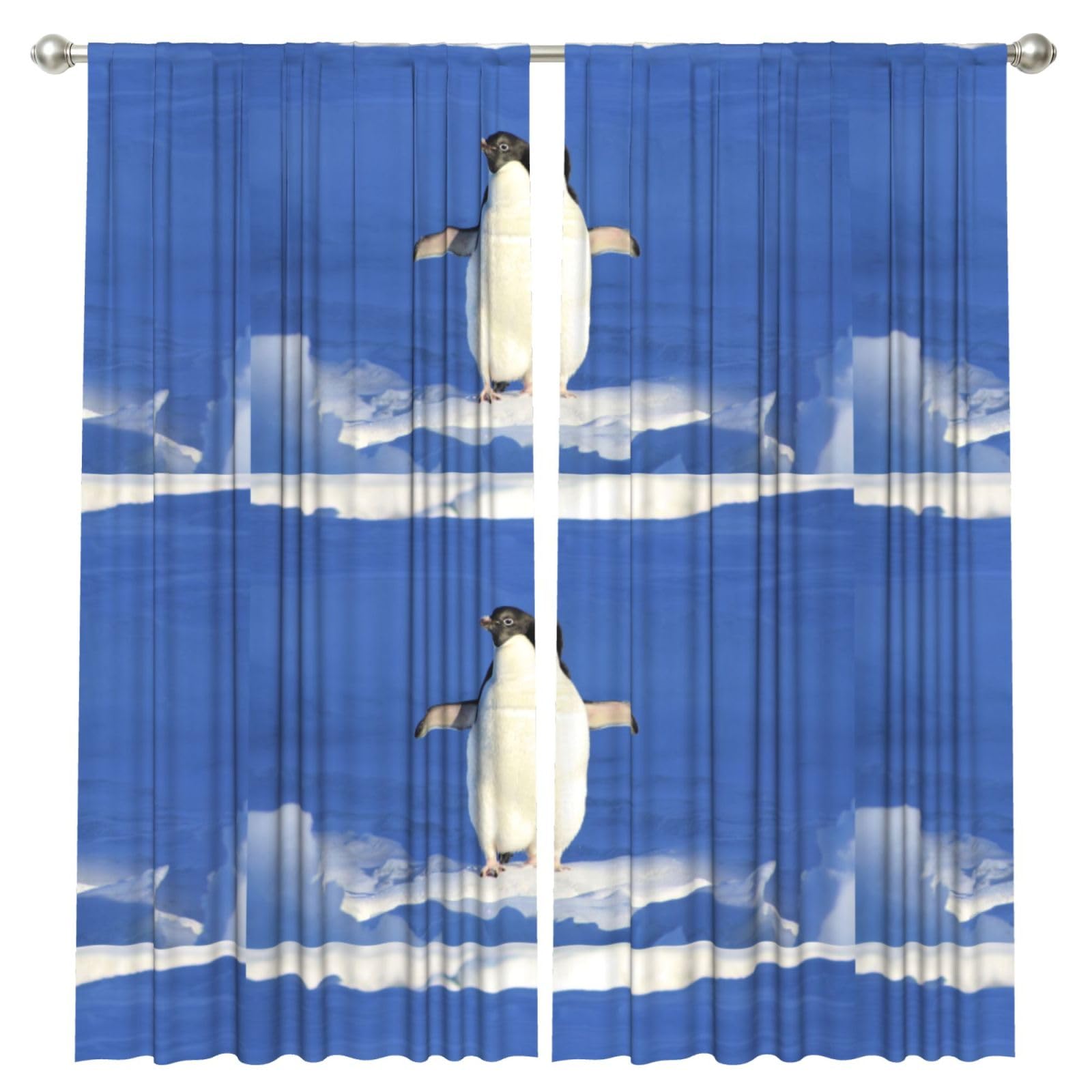 InOmak Penguin, 2 Panels Window Curtains 52 x 84 Inch Blackout Curtains for Living Room Bedroom
