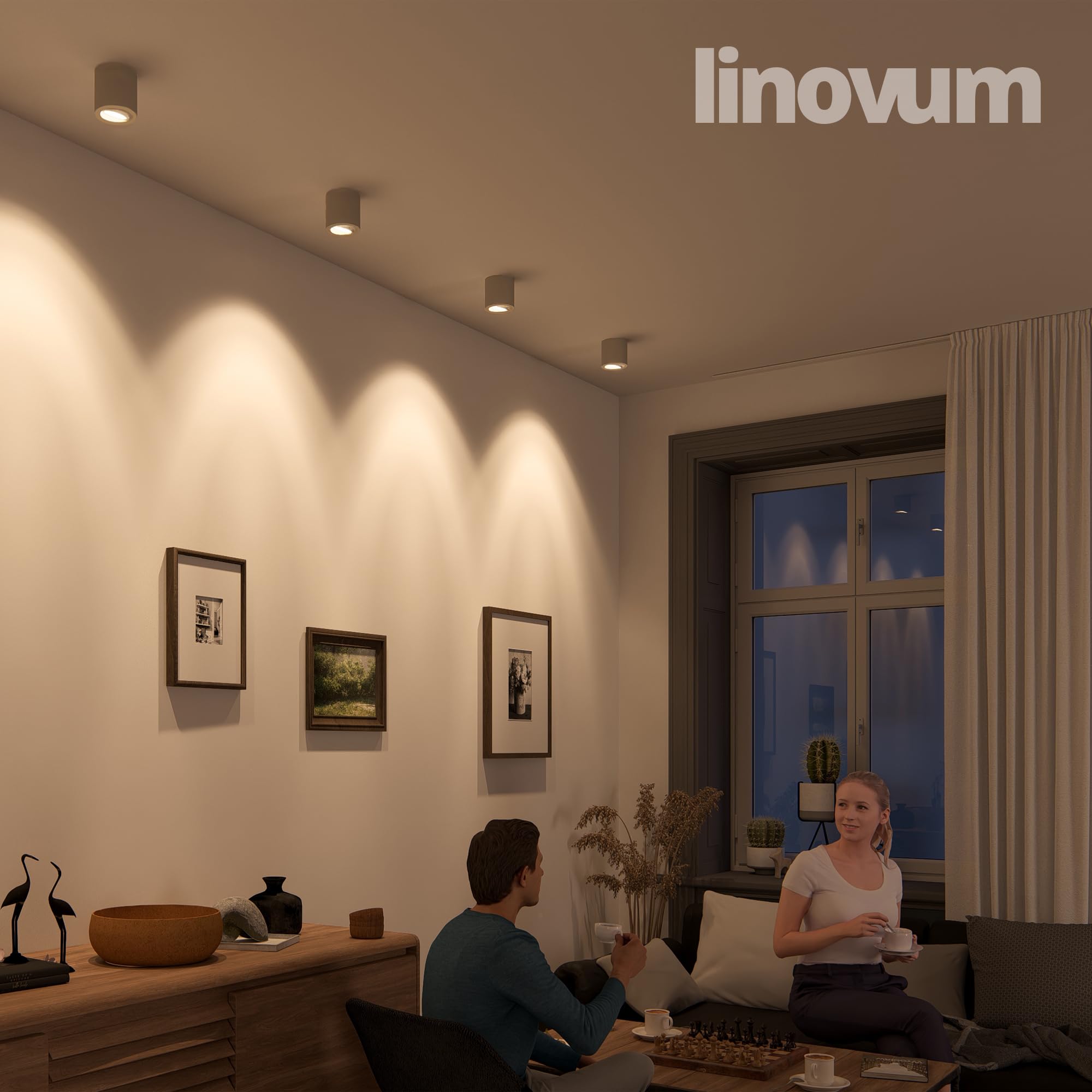 linovum 4 Stück CORI schwenkbare Aufbaustrahler weiß & silber im Set - runder Deckenstrahler geeignet für GU10 & LED Module