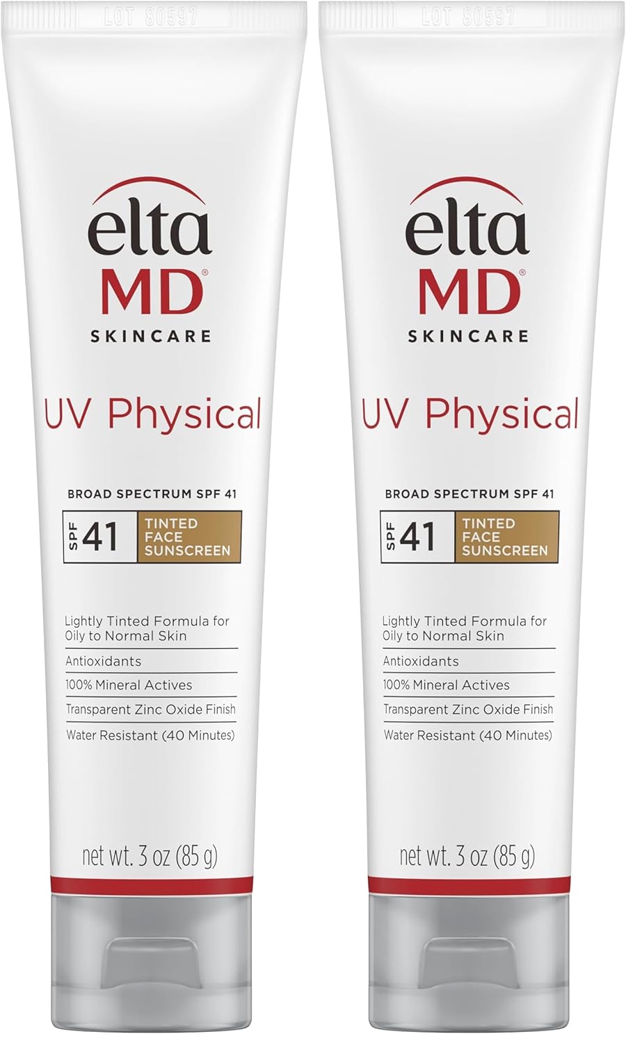 EltaMD UV Physical Tinted Sunscreen for Face, 100% Mineral Active Sunscreen